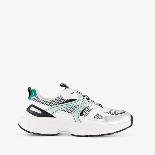 Dames dad sneakers wit zilver