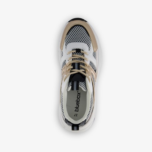 Dames dad sneakers wit goud