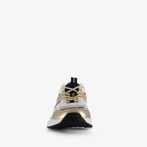 Dames dad sneakers wit goud