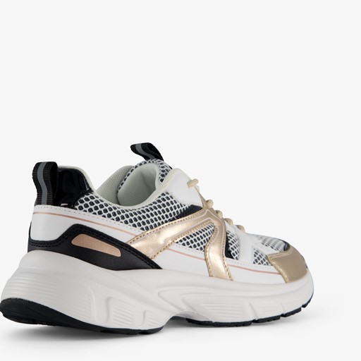 Dames dad sneakers wit goud