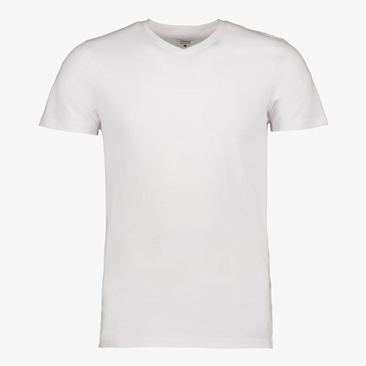 Heren T-shirt wit katoen V-hals