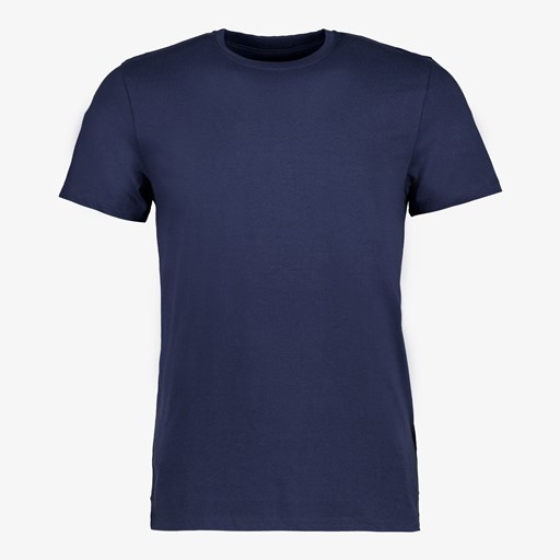 Heren T-shirt blauw katoen ronde hals