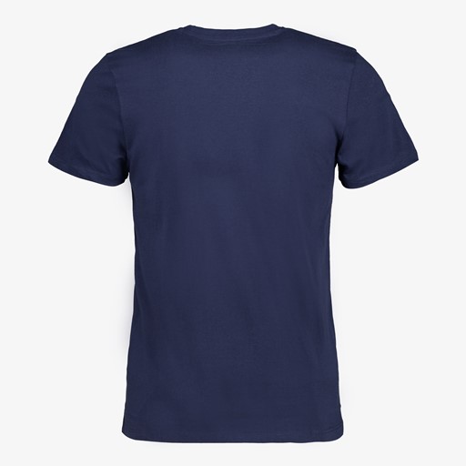 Heren T-shirt blauw katoen ronde hals