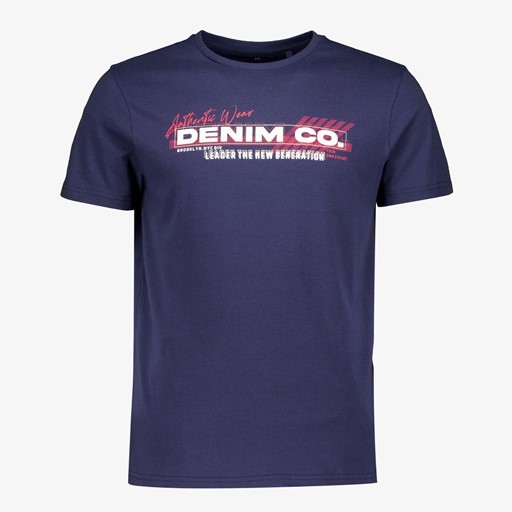 Heren T-shirt blauw met opdruk