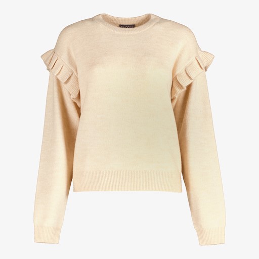 Dames trui met ruches beige