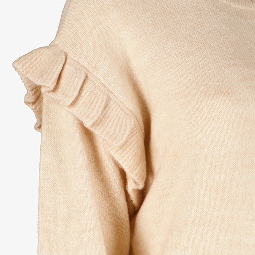Dames trui met ruches beige