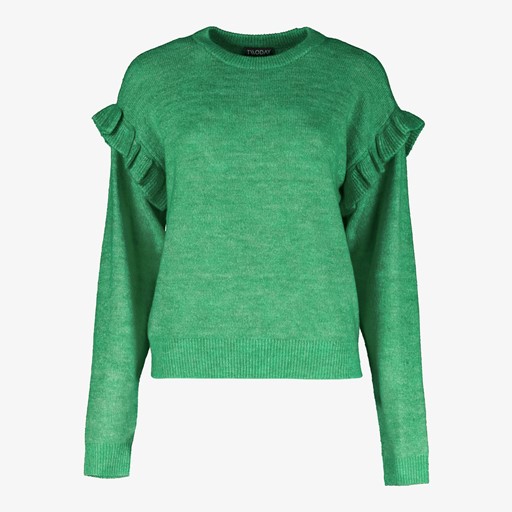 Dames trui met ruches groen