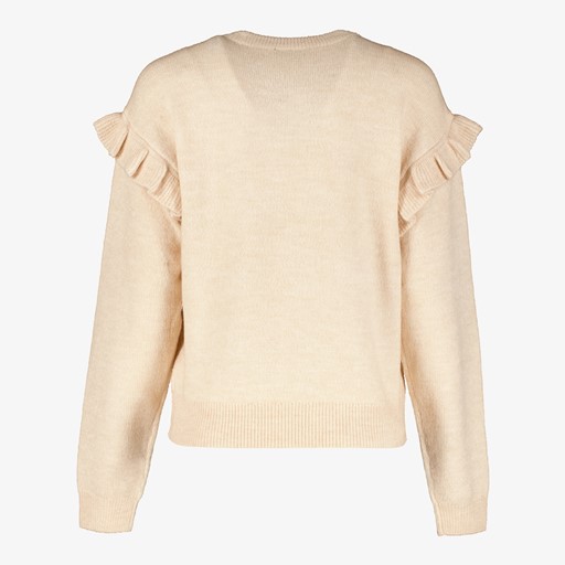 Dames trui met ruches beige