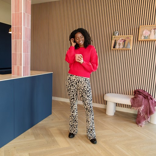 Gebreide dames trui roze