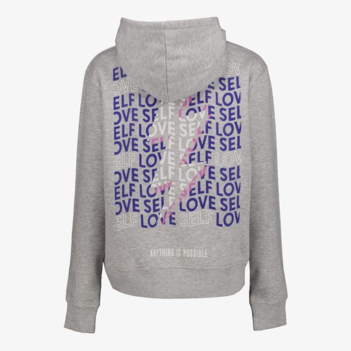 Dames hoodie grijs met backprint