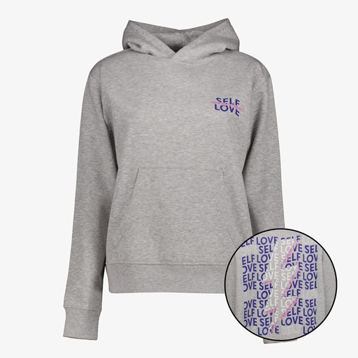 Dames hoodie grijs met backprint
