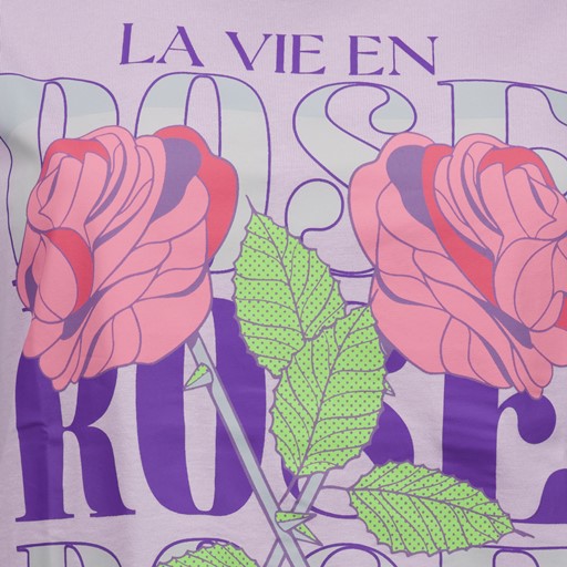 Dames T-shirt paars met rozen