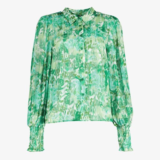 Dames blouse groen met print