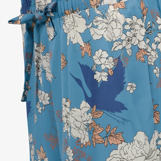 Dames pantalon blauw met print
