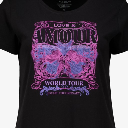 Dames T-shirt zwart roze