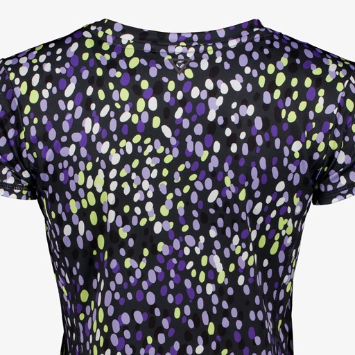 Dames sport T-shirt zwart met stippenprint