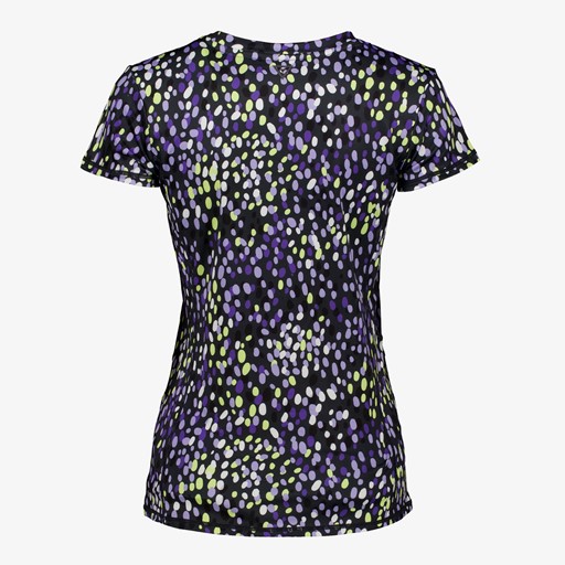 Dames sport T-shirt zwart met stippenprint