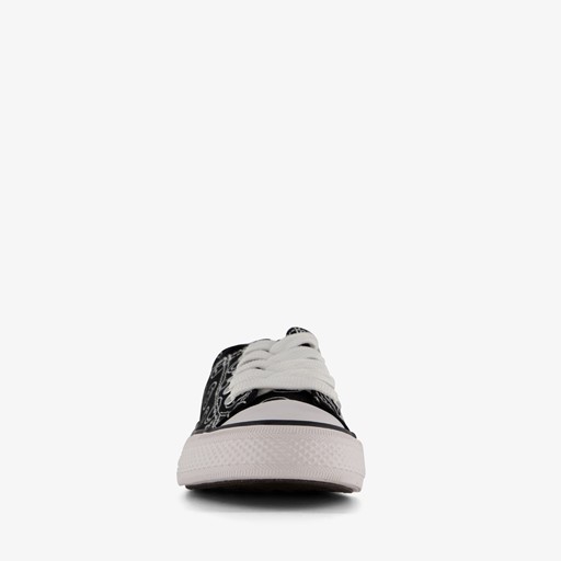 Canvas kinder sneakers zwart met smileys