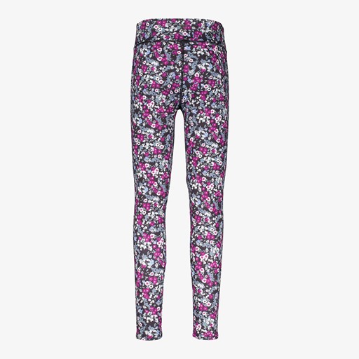 Meisjes sportlegging zwart met bloemenprint