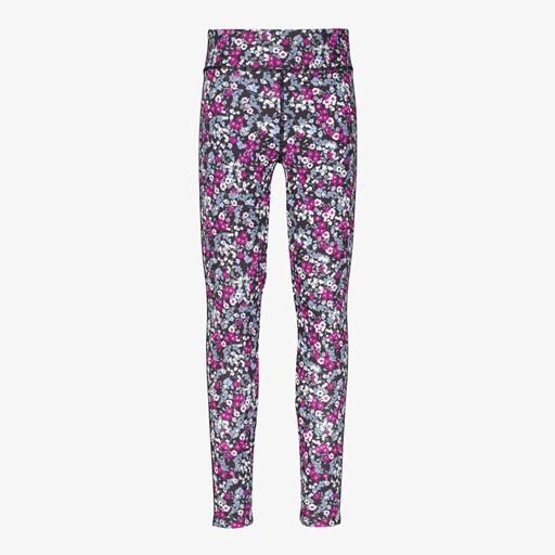 Meisjes sportlegging zwart met bloemenprint