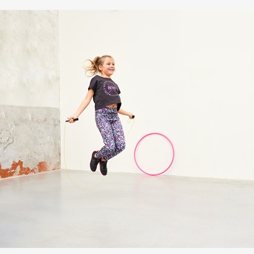 Meisjes sportlegging zwart met bloemenprint