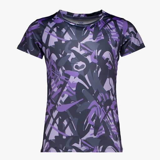Dry sport meisjes T-shirt paars met print