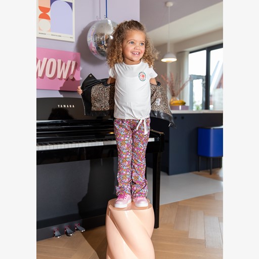 Meisjes T-shirt met backprint en knoop