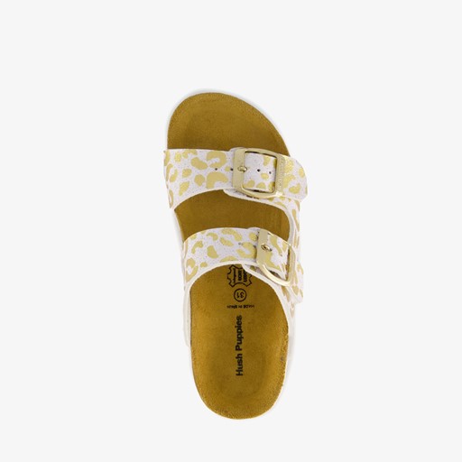 Meisjes bio slippers wit goud