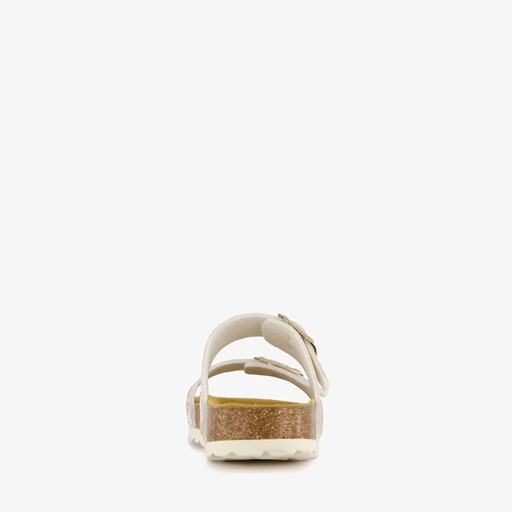 Meisjes bio slippers wit goud
