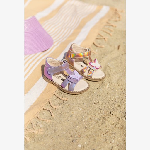 Leren meisjes sandalen metallic paars