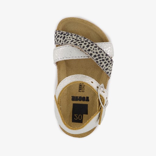 Leren meisjes sandalen met stippen zilver