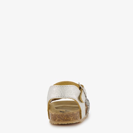 Leren meisjes sandalen met stippen zilver