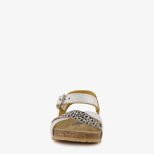 Leren meisjes sandalen met stippen zilver