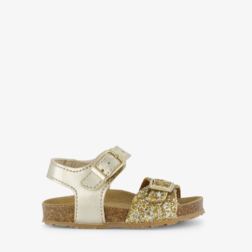 Leren meisjes sandalen met glitter goud