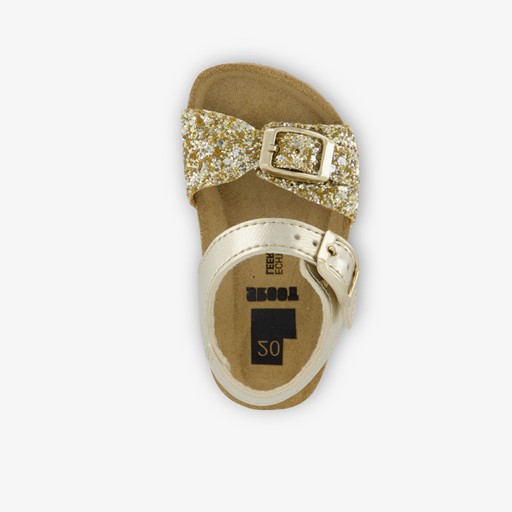Leren meisjes sandalen met glitter goud