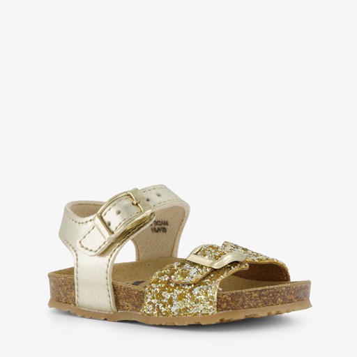 Leren meisjes sandalen met glitter goud