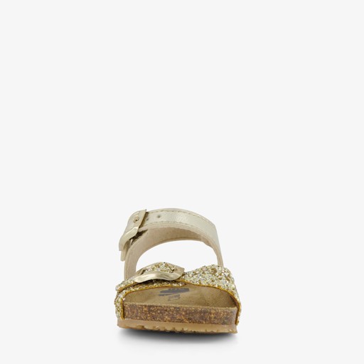 Leren meisjes sandalen met glitter goud