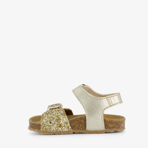 Leren meisjes sandalen met glitter goud