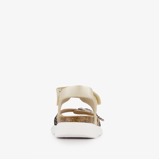 Leren meisjes sandalen cheetah print goud