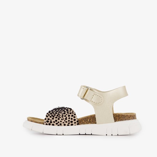 Leren meisjes sandalen cheetah print goud