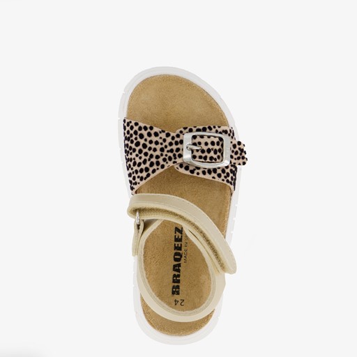 Leren meisjes sandalen cheetah print goud
