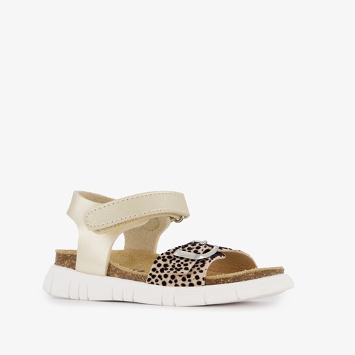 Leren meisjes sandalen cheetah print goud