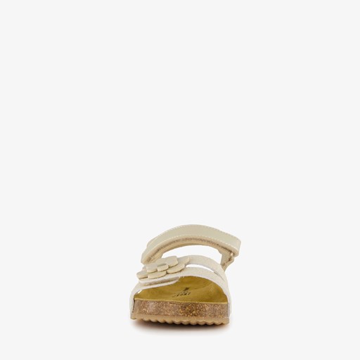 Meisjes bio sandalen met bloem goud