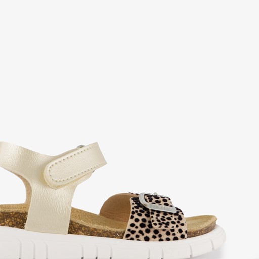 Leren meisjes sandalen cheetah print goud