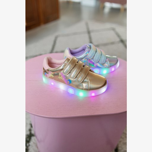 Meisjes sneakers zilver met lichtjes