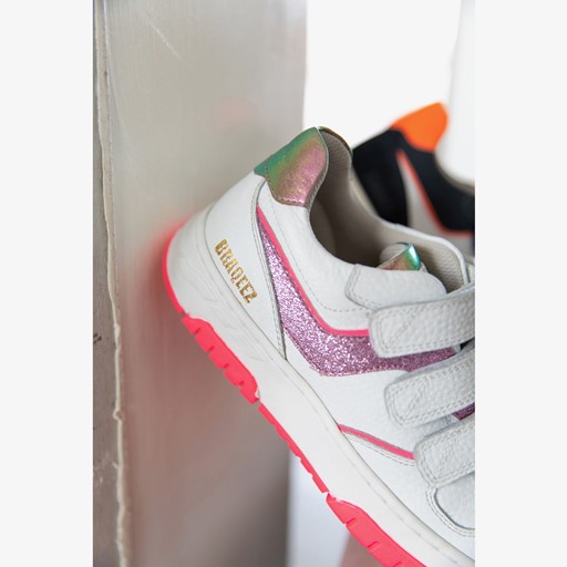 Leren meisjes sneakers wit roze