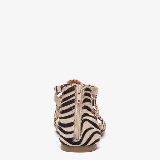 Meisjes sandalen goud zebraprint