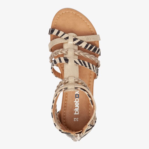 Meisjes sandalen goud zebraprint