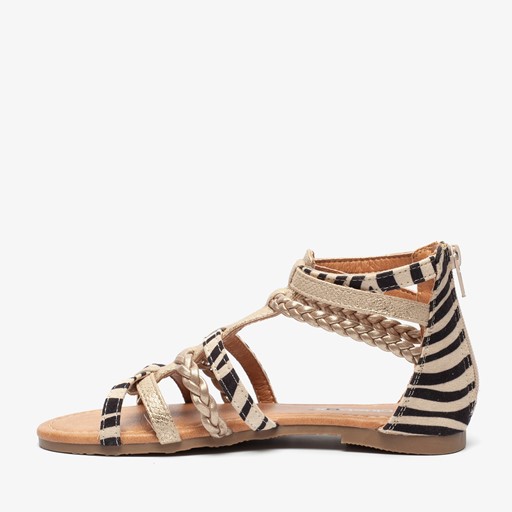 Meisjes sandalen goud zebraprint