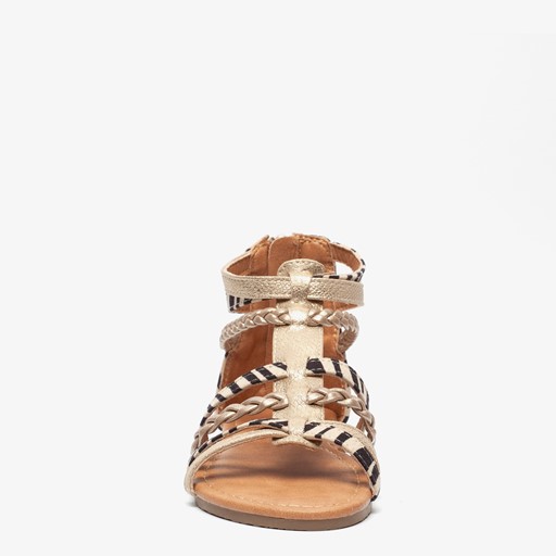 Meisjes sandalen goud zebraprint